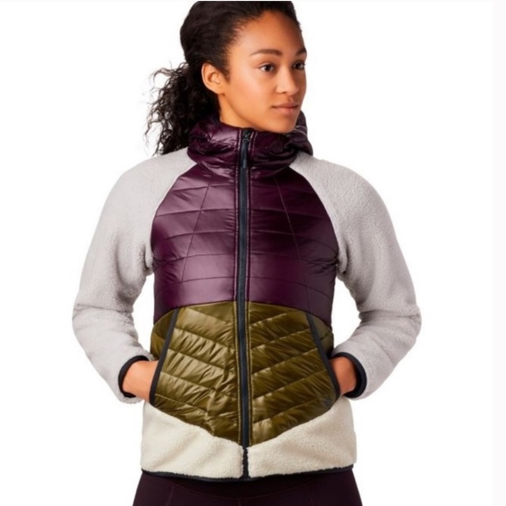 Mountain Hardwear Atlius Hybrid Hoodie puffer/fleece - Purple/Green/Cream puffer